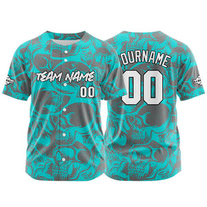 Camiseta de béisbol personalizada para hombres mujeres ni?os y jóvenes con bordados y estampados en azul claro y gris