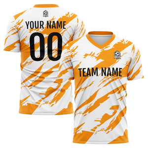 Uniforme de fútbol personalizado para niños y adultos & camiseta & conjunto personalizado & camiseta desgastada & naranja y blanca