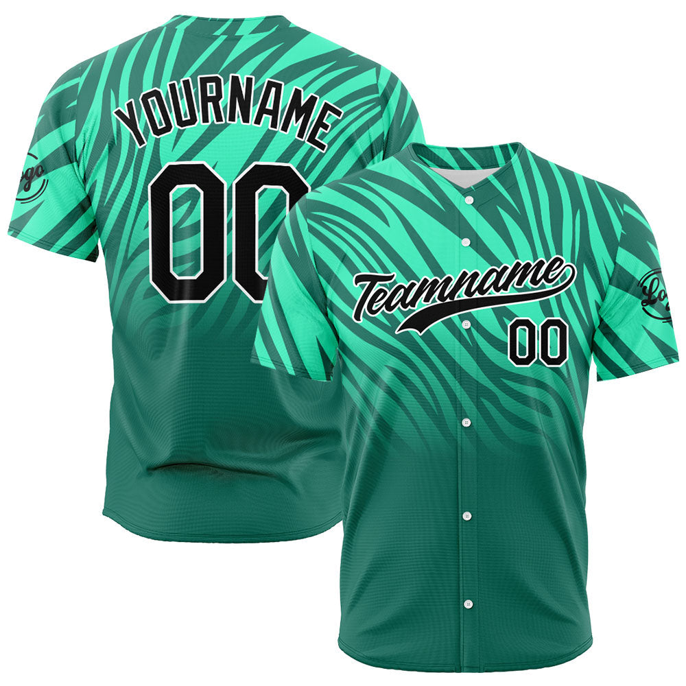 Camiseta de béisbol verde con dise?o personalizado estampado a todo color