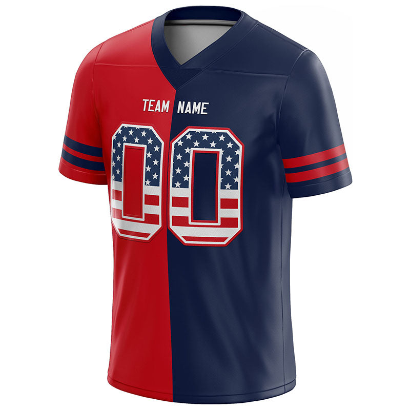 custom authentic usa flag football jersey red-navy-white mesh
