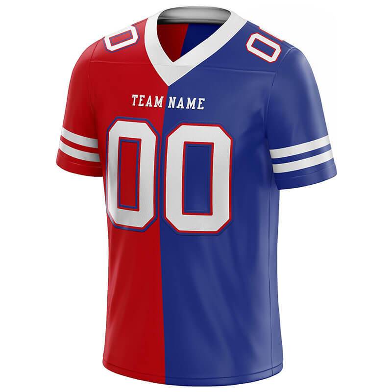 custom authentic split fashion football jersey royal-red-white mesh