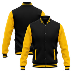 Chaqueta universitaria personalizada estilo Letterman para hombres-mujeres y jóvenes-color amarillo y negro