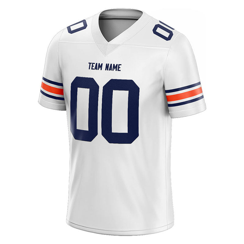 customized  authentic football jersey white-navy-orange mesh