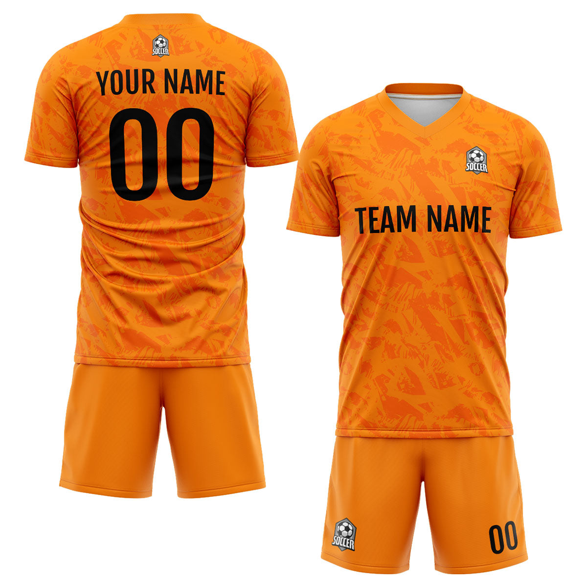 Conjunto personalizado de camiseta de fútbol naranja para niños y adultos
