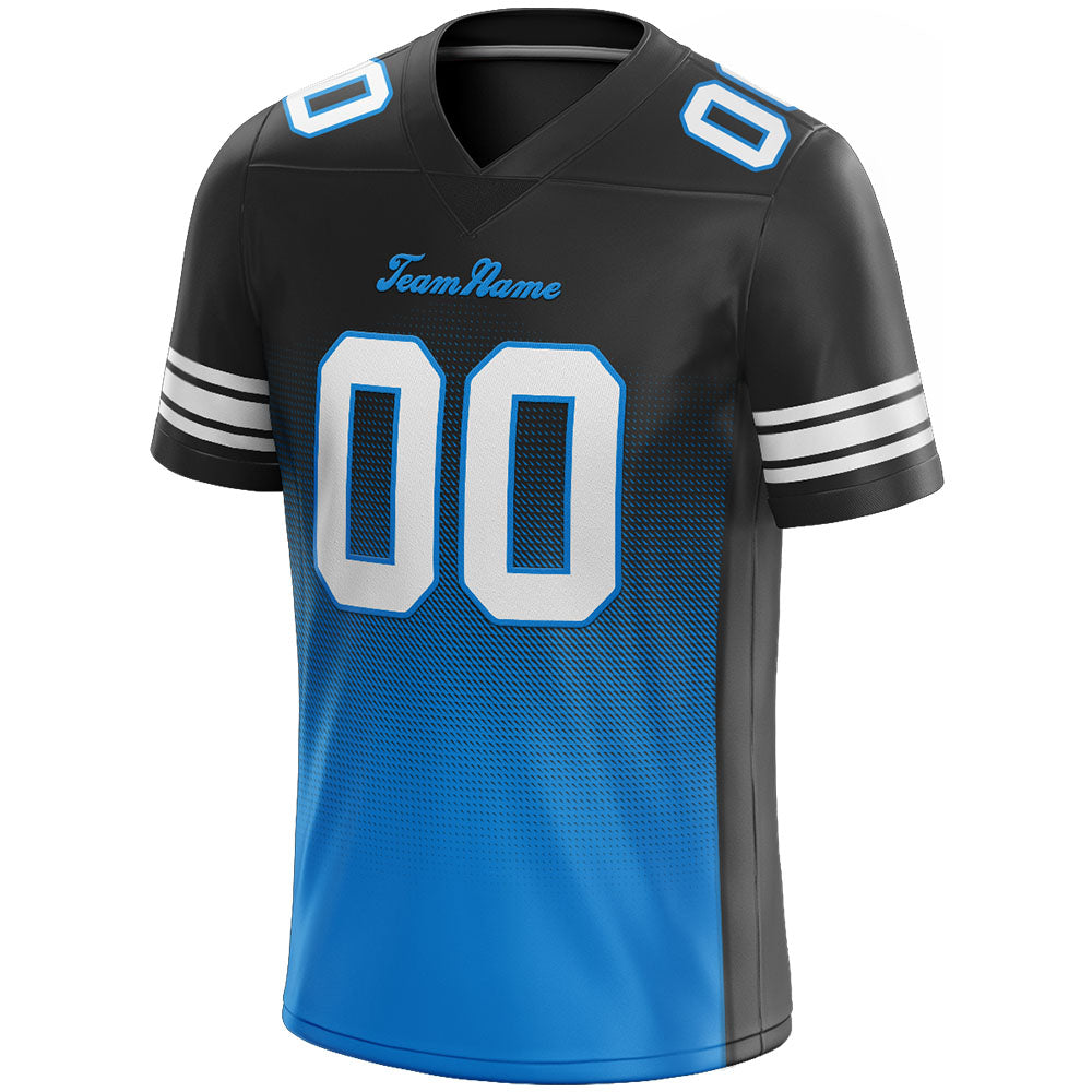 custom authentic gradient fashion football jersey light blue-black-white