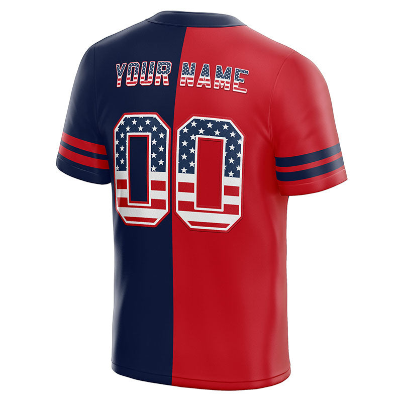 custom authentic usa flag football jersey red-navy-white mesh