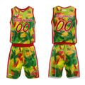 Uniforme de baloncesto personalizado con estampado de plantas tropicales-tu logotipo-nombre y número impresos