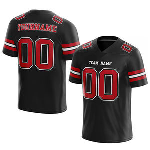 customized authentic football jersey black red -white mesh