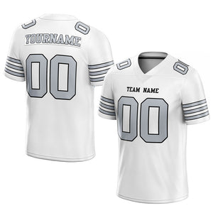 customized  authentic football jersey white gray-black mesh