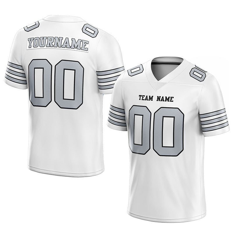 customized  authentic football jersey white gray-black mesh