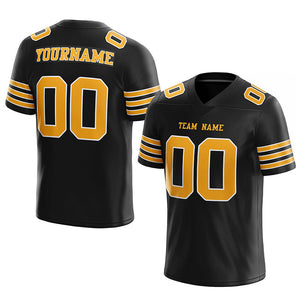 customized  authentic football jersey black gold-white mesh