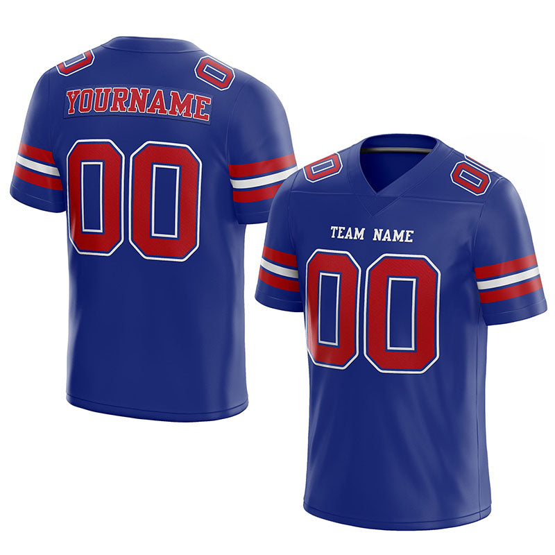 customized  authentic football jersey royal red-white mesh