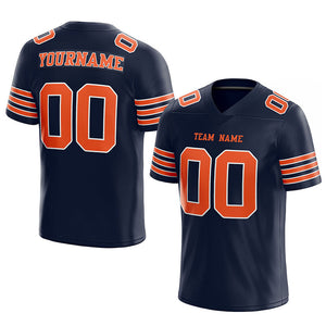 customized  authentic football jersey navy orange-white mesh