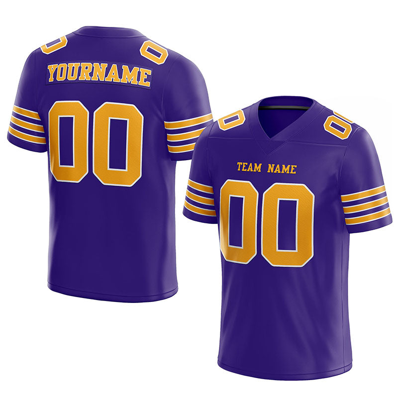 customized  authentic football jersey purple yellow-white mesh