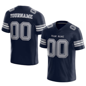 customized  authentic football jersey navy gray-white mesh