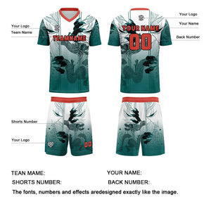 Conjunto personalizado de camiseta de uniforme blanca y verde claro para niños y adultos
