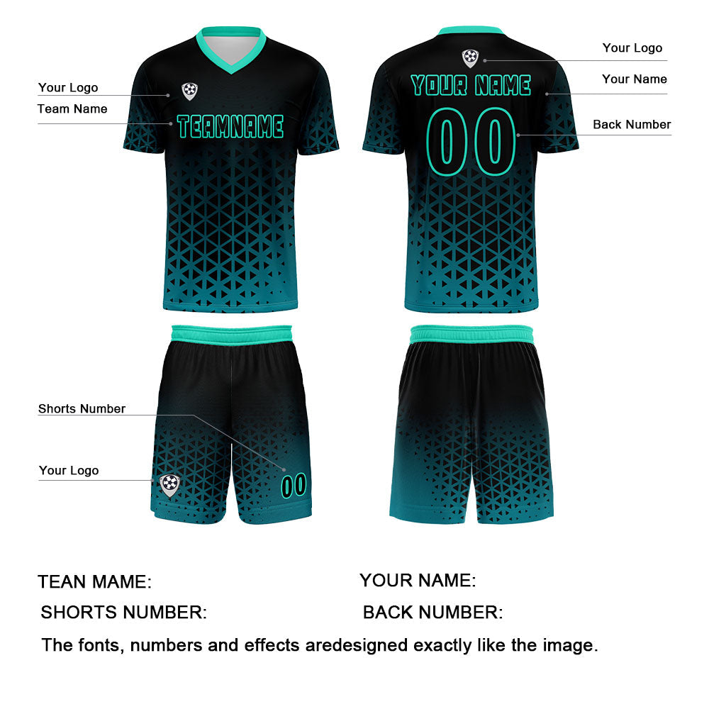 Conjunto personalizado de camiseta y jersey verde para niños y adultos
