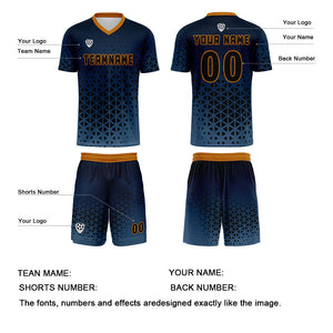 Conjunto personalizado de camiseta de uniforme azul y naranja para niños y adultos
