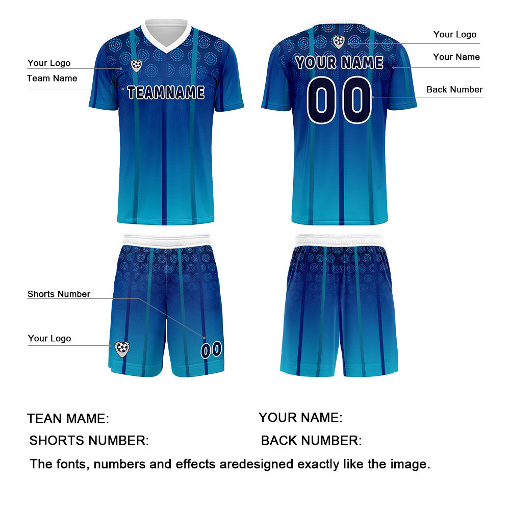 Conjunto personalizado de camiseta azul para niños y adultos