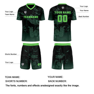 Conjunto personalizado de camiseta de uniforme verde claro azul para niños y adultos
