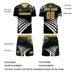 Conjunto personalizado de camiseta de uniforme verde y amarillo para niños y adultos
