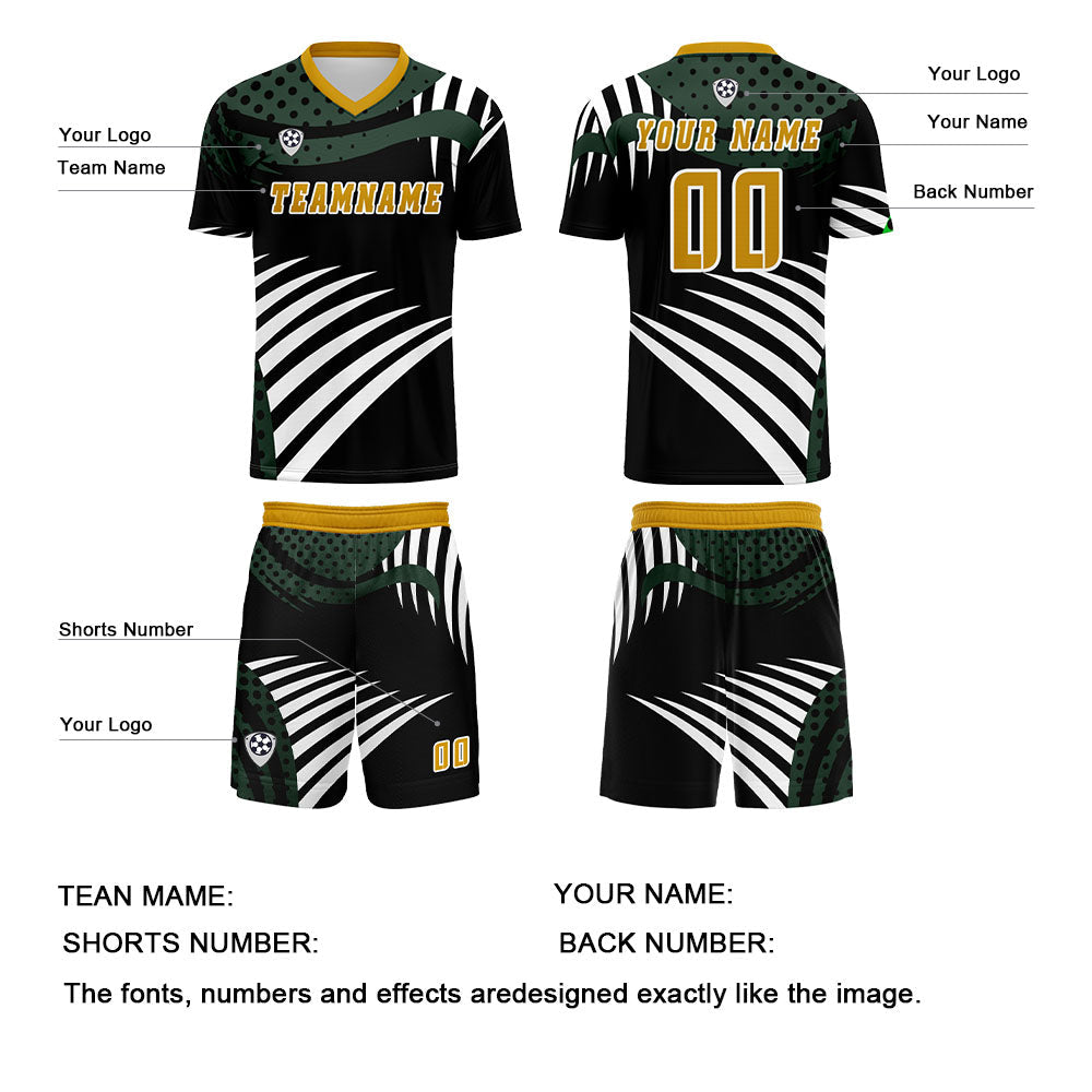 Conjunto personalizado de camiseta de uniforme verde y amarillo para niños y adultos