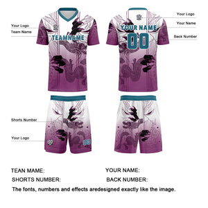 Conjunto personalizado de camiseta de uniforme morado y azul para niños y adultos