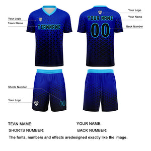Conjunto personalizado de camiseta azul para niños y adultos