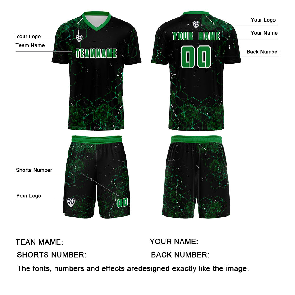 Conjunto personalizado de camiseta y jersey verde para niños y adultos