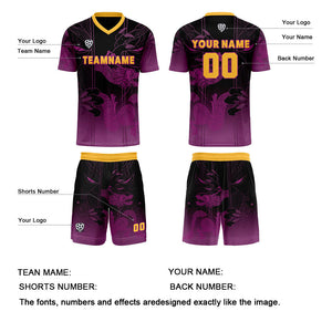 Conjunto personalizado de camiseta de uniforme morado y naranja para niños y adultos