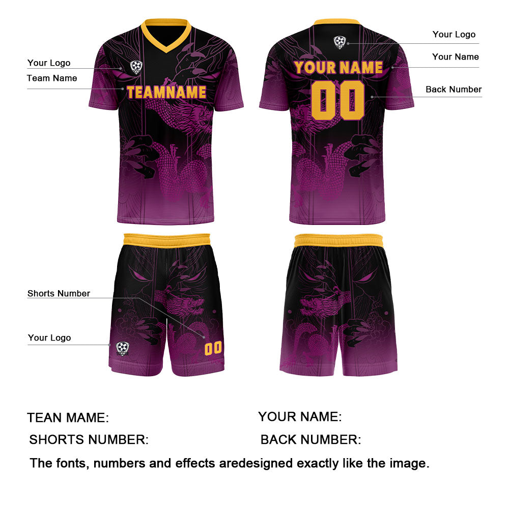 Conjunto personalizado de camiseta de uniforme morado y naranja para niños y adultos