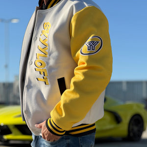 Chaqueta universitaria personalizada estilo Letterman para hombres-mujeres y jóvenes-color azul marino y naranja