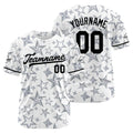 Camiseta de béisbol blanca-gris con dise?o personalizado estampado completo