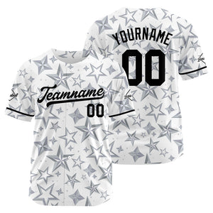Camiseta de béisbol blanca-gris con dise?o personalizado estampado completo