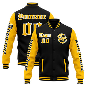 Chaqueta universitaria personalizada estilo Letterman para hombres-mujeres y jóvenes-color amarillo y negro