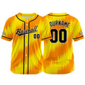 Camiseta de béisbol con dise?o personalizado estampado completo color naranja-amarillo