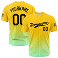 Camiseta de béisbol con dise?o personalizado estampado a todo color amarillo verdoso