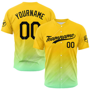 Camiseta de béisbol con dise?o personalizado estampado a todo color amarillo verdoso