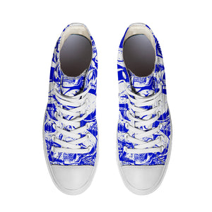 Resalta tu estilo con las zapatillas de lona de caña media Skeleton para hombre y mujer
