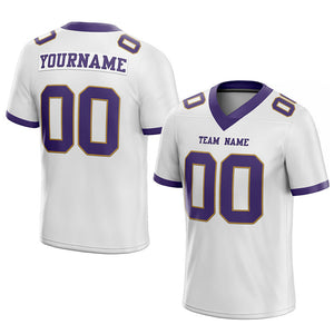 customized authentic football jersey white purple-old gold  mesh