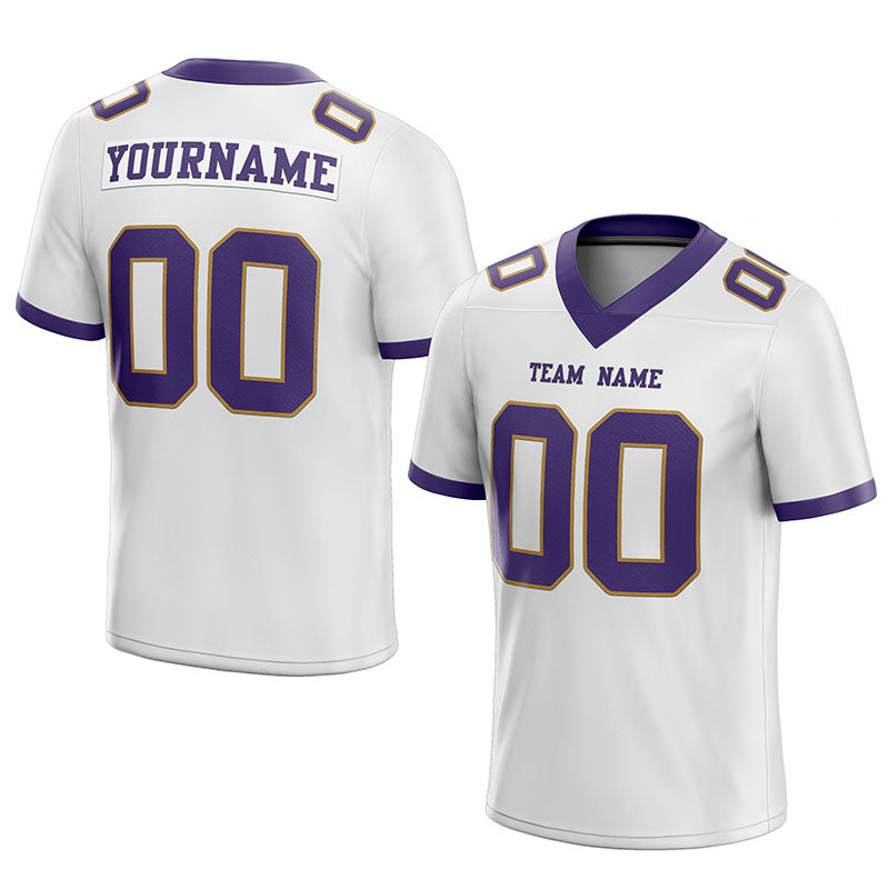 customized authentic football jersey white purple-old gold  mesh