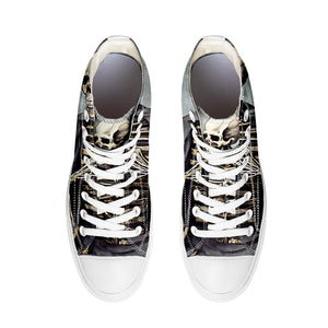 Resalta tu estilo con las zapatillas de lona de caña media Skeleton para hombre y mujer