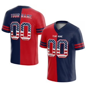 custom authentic usa flag football jersey red-navy-white mesh
