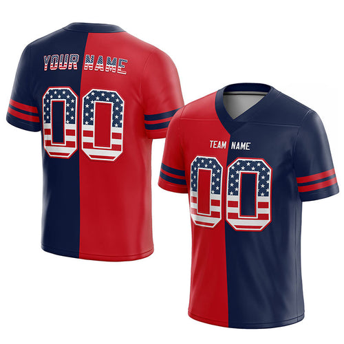custom authentic usa flag football jersey red-navy-white mesh
