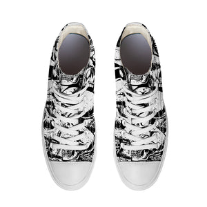 Resalta tu estilo con las zapatillas de lona de caña media Skeleton para hombre y mujer
