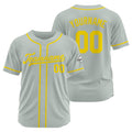Camiseta de béisbol personalizada con diseño bordado & estilo hip hop & color gris y amarillo