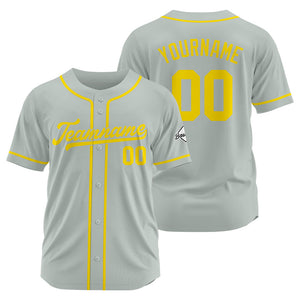 Camiseta de béisbol personalizada con diseño bordado & estilo hip hop & color gris y amarillo