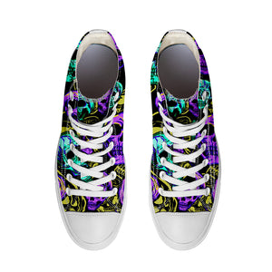 Resalta tu estilo con las zapatillas de lona de caña media Skeleton para hombre y mujer