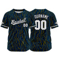 Camiseta de béisbol negra con dise?o personalizado estampado completo