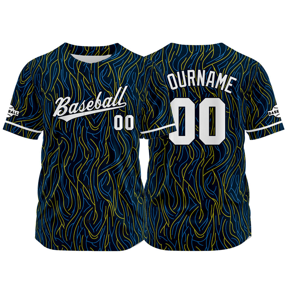 Camiseta de béisbol negra con dise?o personalizado estampado completo